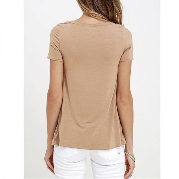 The Best 2019 Fashion Women Pullover T-Shirt Casual Summer Ladies Short Sleeve Solid Tops Shirt Outwear Women Clothes Online - Takalr