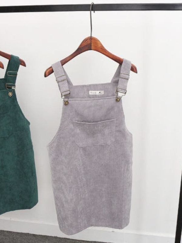 The Best 2019 Fashion Women Retro Corduroy Dress Summer Suspender Sundress Loose Vest Overall Dress Female Natural Casual Dresses Online - Takalr