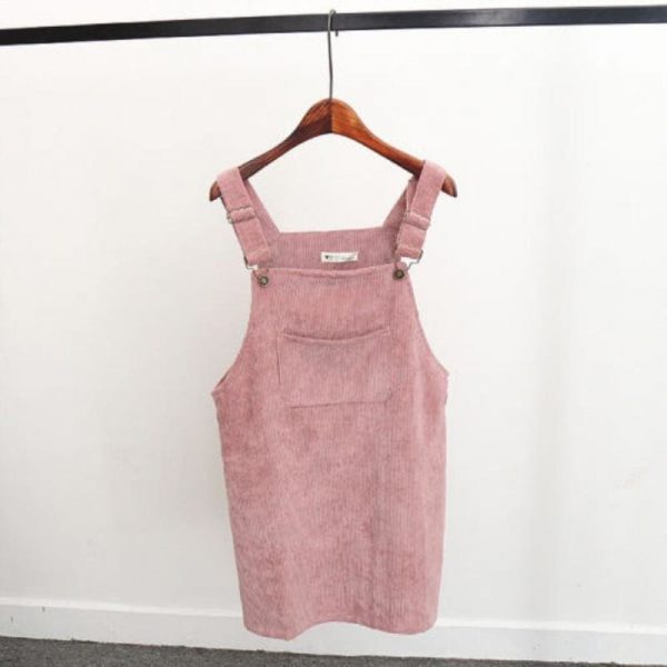 The Best 2019 Fashion Women Retro Corduroy Dress Summer Suspender Sundress Loose Vest Overall Dress Female Natural Casual Dresses Online - Takalr