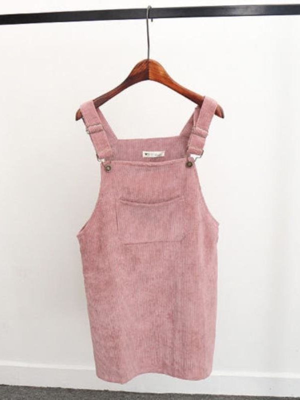 The Best 2019 Fashion Women Retro Corduroy Dress Summer Suspender Sundress Loose Vest Overall Dress Female Natural Casual Dresses Online - Takalr