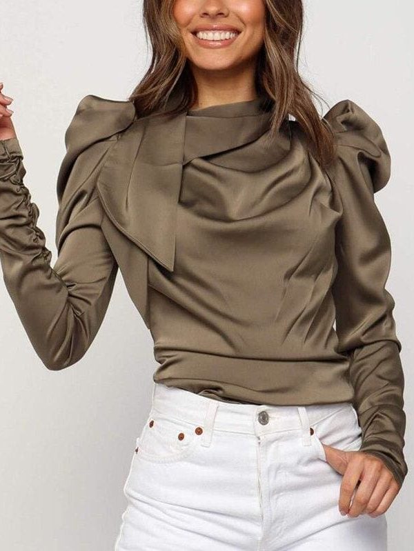 The Best 2019 Fashion Women Satin Blouses Bow Neck Long Sleeve Elegant Ladies Autumn Blouse Office Lady Shirts Female Blusas S-XL Online - Takalr