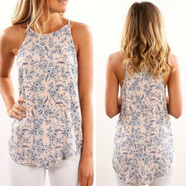 The Best 2019 Fashion Women Strappy Blouse Sleeveless Summer Ladies Casual Boho Floral Vest Shirt Tank Top Women Camisole Online - Takalr