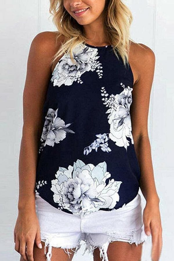 The Best 2019 Fashion Women Strappy Blouse Sleeveless Summer Ladies Casual Boho Floral Vest Shirt Tank Top Women Camisole Online - Takalr