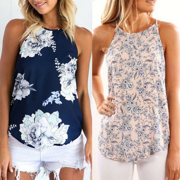 The Best 2019 Fashion Women Strappy Blouse Sleeveless Summer Ladies Casual Boho Floral Vest Shirt Tank Top Women Camisole Online - Takalr