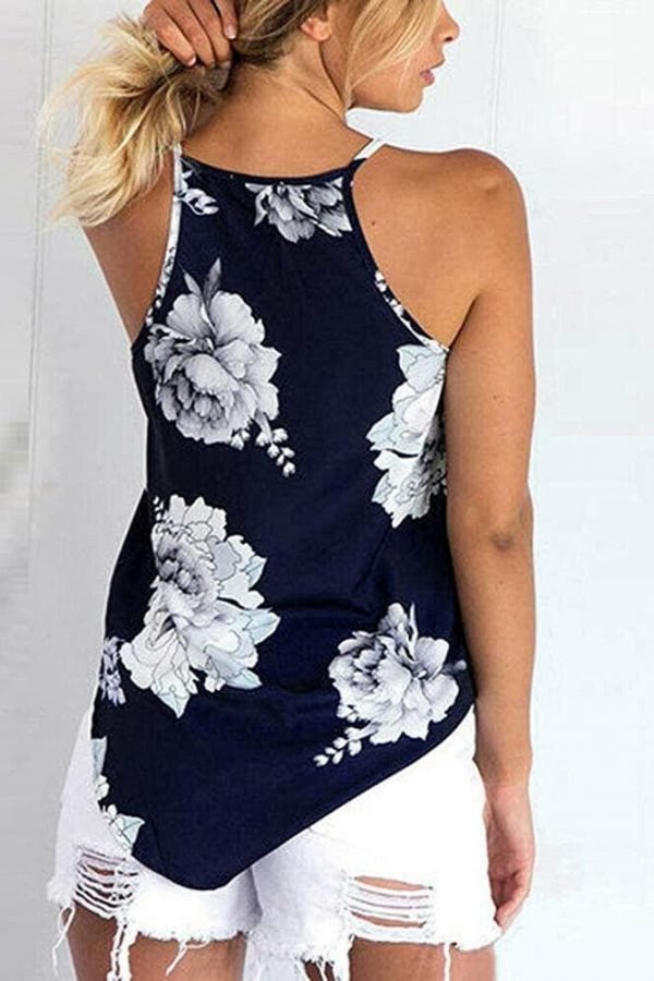 The Best 2019 Fashion Women Strappy Blouse Sleeveless Summer Ladies Casual Boho Floral Vest Shirt Tank Top Women Camisole Online - Takalr