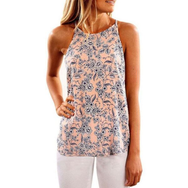 The Best 2019 Fashion Women Strappy Blouse Sleeveless Summer Ladies Casual Boho Floral Vest Shirt Tank Top Women Camisole Online - Takalr