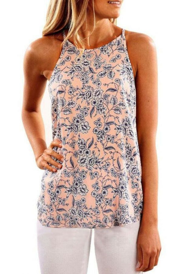 The Best 2019 Fashion Women Strappy Blouse Sleeveless Summer Ladies Casual Boho Floral Vest Shirt Tank Top Women Camisole Online - Takalr