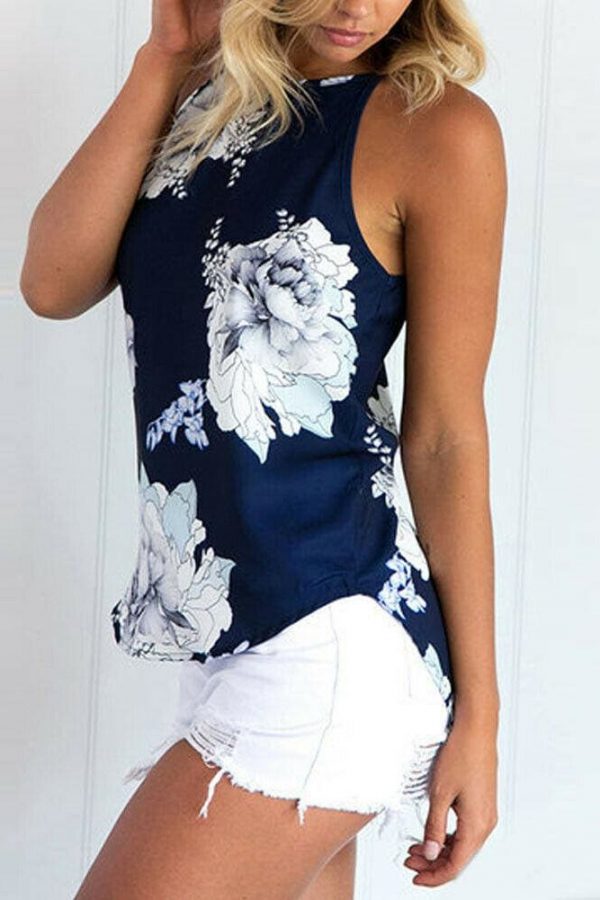 The Best 2019 Fashion Women Strappy Blouse Sleeveless Summer Ladies Casual Boho Floral Vest Shirt Tank Top Women Camisole Online - Takalr