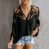 The Best 2019 Fashion Women Summer Lace Casual Tops Sexy Ladies Hollow Long Sleeve Blouse Shirt Costume Holiday Summer Clothes Online - Takalr