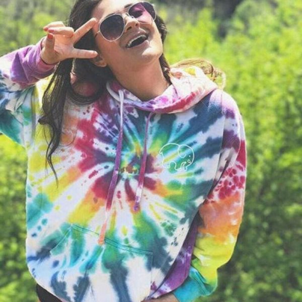 The Best 2019 Fashion Women Tie Dyeing Hooded Long Sleeve Sweatshirt Hoodie Pullover Jumper Sweater Tops Outwear Streetwear Online - Takalr