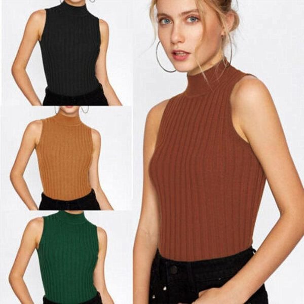 The Best 2019 Fashion Women's Ladies Crop Summer Casual Tank Tops High Neck Vest Beach Holiday Sleeveless Solid Shirts Top Online - Takalr