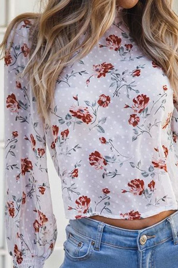 The Best 2019 Fashion Women's Loose Crop Tops Sheer Mesh See Through Floral Summer Holiday Ladies Crew Neck Tops Blouse Online - Takalr