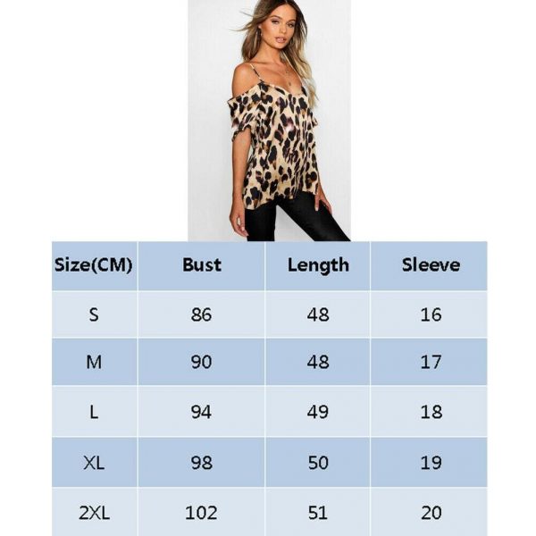 The Best 2019 Fashion Women's Off Shoulder Tops Short Sleeve Leopard Print Spaghetti Strap Loose Blouse Shirt Online - Takalr