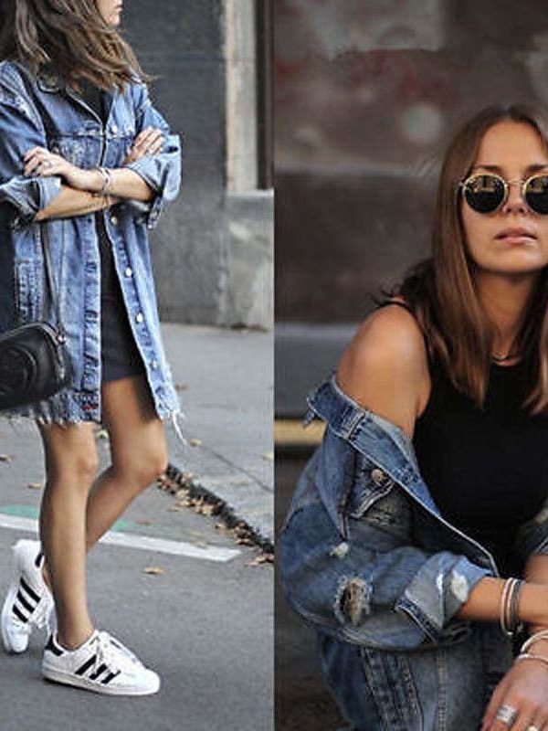 The Best 2019 Hot Fashion Women's Button Hole Patch Denim Pocket Loose Ripped Jeans Long Jacket Coat Outwear Streetwear Online - Takalr