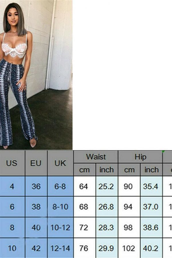 The Best 2019 New Boho Summer Women's Stretch Bell Bottom Trousers Ladies Slim Printed Flared Pants High Waist Fashion Women Long Pants Online - Takalr