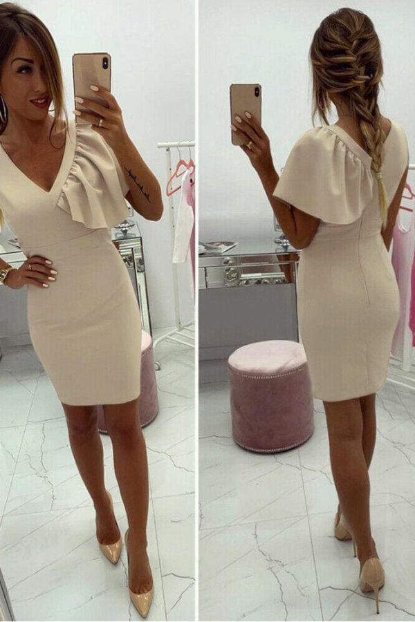 The Best 2019 New Elegant Women's Business Office Dress Bridesmaid Wedding Party Cocktail Mini V Neck Formal Bodycon Sheath Pencil Dress Online - Takalr