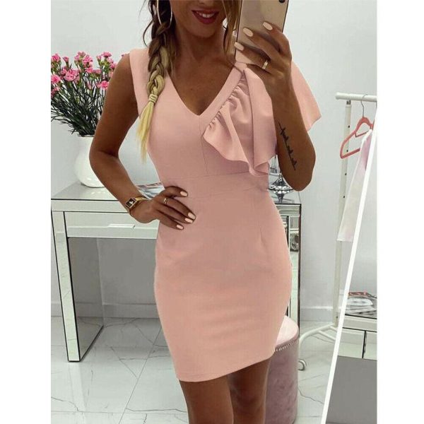 The Best 2019 New Elegant Women's Business Office Dress Bridesmaid Wedding Party Cocktail Mini V Neck Formal Bodycon Sheath Pencil Dress Online - Takalr