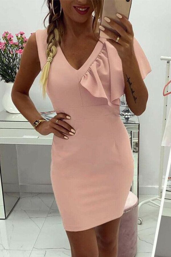 The Best 2019 New Elegant Women's Business Office Dress Bridesmaid Wedding Party Cocktail Mini V Neck Formal Bodycon Sheath Pencil Dress Online - Takalr