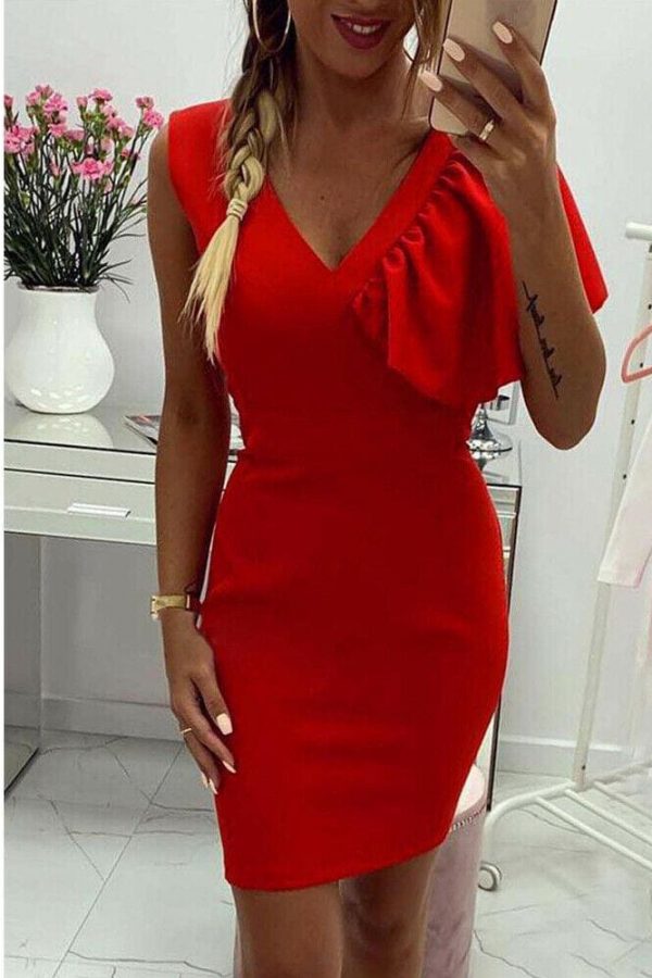 The Best 2019 New Elegant Women's Business Office Dress Bridesmaid Wedding Party Cocktail Mini V Neck Formal Bodycon Sheath Pencil Dress Online - Takalr