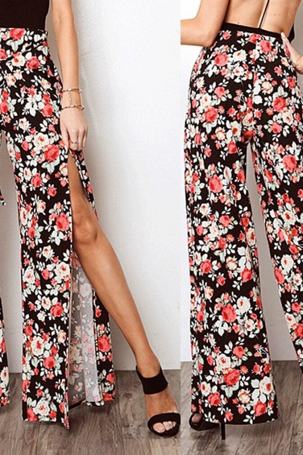 The Best 2019 New Fashion Women Boho Floral Flare Long Pants Palazzo Baggy Wide Leg Summer Casual Trousers Loose Culottes Online - Takalr