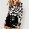 The Best 2019 New Fashion Women Casual Chiffon Tops Shirt Loose Long Sleeve V-Neck Shirt Leopard Print Casual Button Tops Tee Online - Takalr