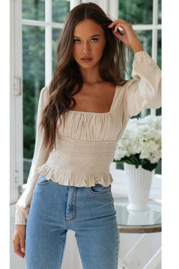 The Best 2019 New Fashion Women Ladies Summer Beach Slim Long Sleeves Crop Tops Casual Fitness Loose T-Shirt Tops Online - Takalr