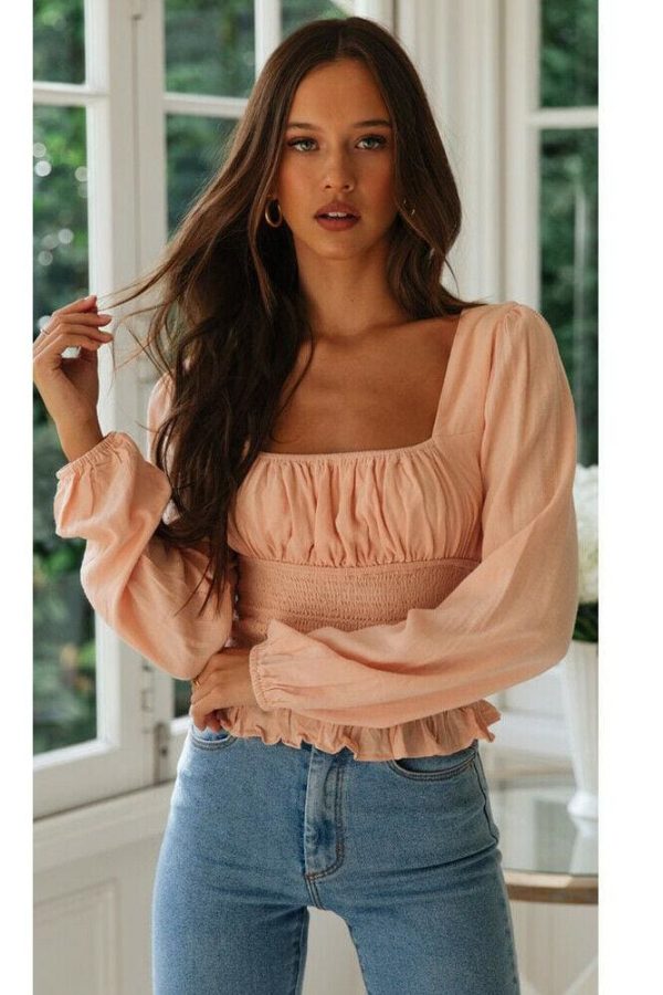 The Best 2019 New Fashion Women Ladies Summer Beach Slim Long Sleeves Crop Tops Casual Fitness Loose T-Shirt Tops Online - Takalr