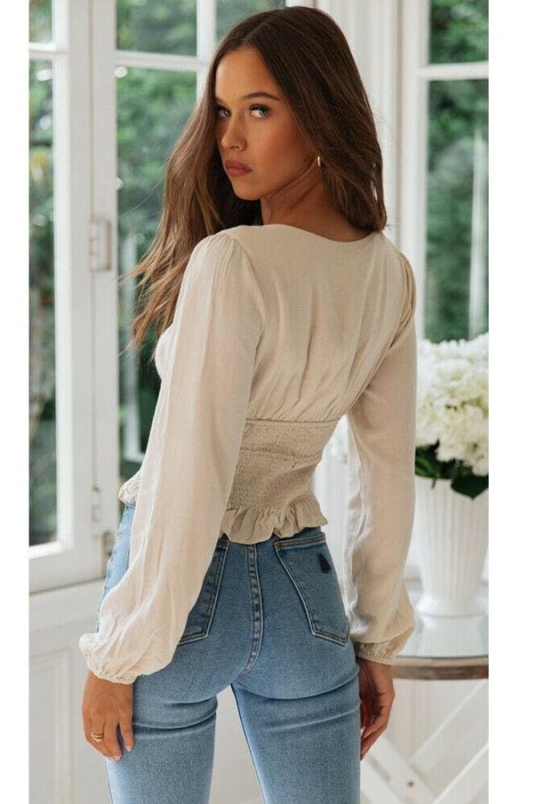 The Best 2019 New Fashion Women Ladies Summer Beach Slim Long Sleeves Crop Tops Casual Fitness Loose T-Shirt Tops Online - Takalr