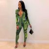 The Best 2019 New Fashion Women's Summer Long Sleeve Sexy Floral Jumpsuit Ladies Casual Zipper Slim Fit Jumpsuit Clubwear Online - Takalr