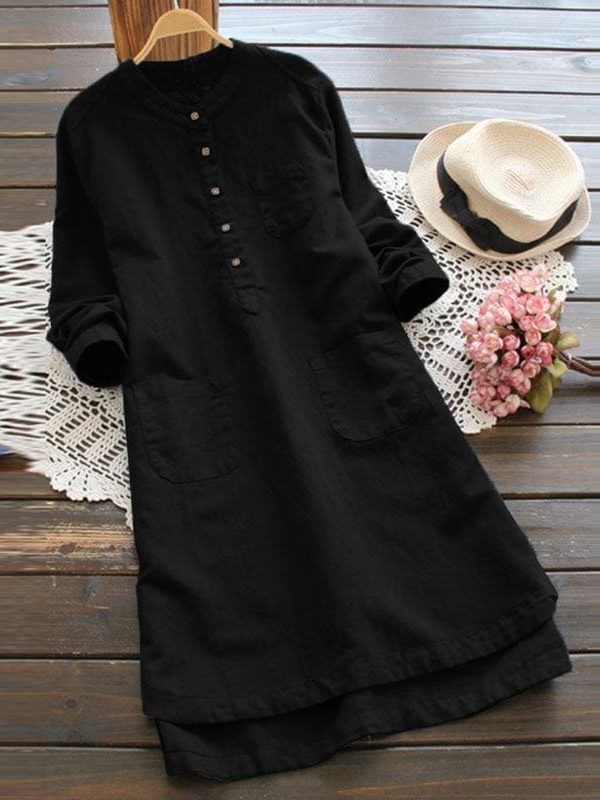 The Best 2019 New Ladies Women Summer Autumn Long Sleeve T-shirt Cotton Linen Casual Loose Shirt Dress Plus Size Online - Takalr