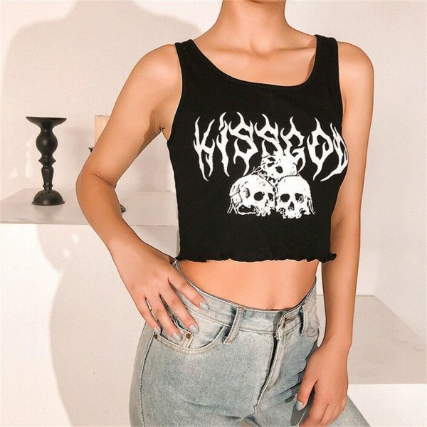 The Best 2019 New Sexy Women's Casual Slim Tank Top Vest Blouse Sleeveless Print Crop Top Shirt Cami Top Summer Clothes Online - Takalr