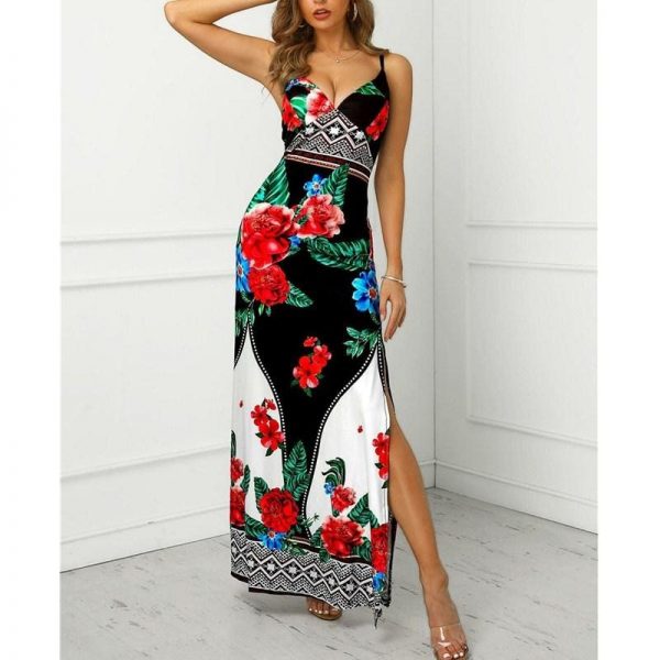 The Best 2019 New Trend Women Summer Bohemian Floral Dress Beach Holiday Sexy Evening Party Sleeveless Losoe Sundress Online - Takalr