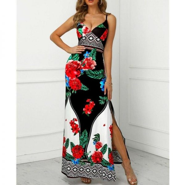 The Best 2019 New Trend Women Summer Bohemian Floral Dress Beach Holiday Sexy Evening Party Sleeveless Losoe Sundress Online - Takalr