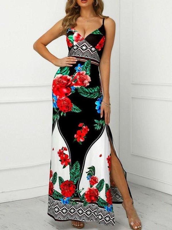 The Best 2019 New Trend Women Summer Bohemian Floral Dress Beach Holiday Sexy Evening Party Sleeveless Losoe Sundress Online - Takalr