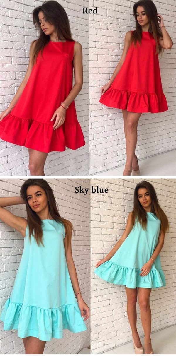 The Best Summer Ruffle Women Dress Beach Boho Short Mini Dress Online - Source Silk