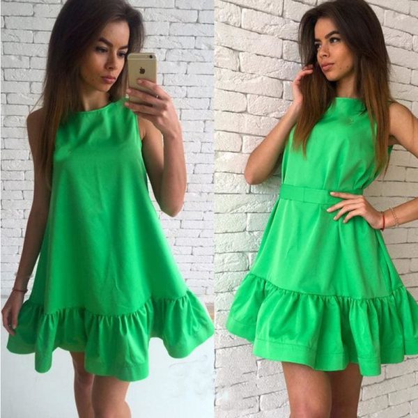 The Best Summer Ruffle Women Dress Beach Boho Short Mini Dress Online - Source Silk