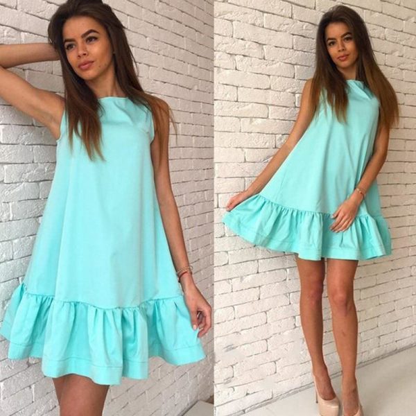 The Best Summer Ruffle Women Dress Beach Boho Short Mini Dress Online - Source Silk