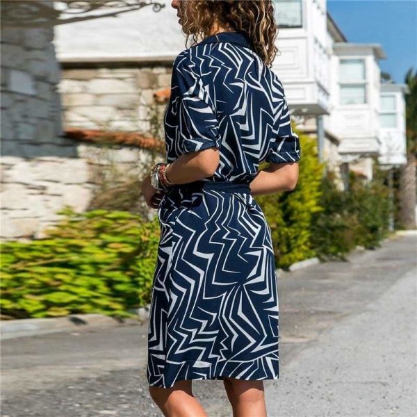 The Best Women Striped Print Lace Up Beach DressPlus Size Online - Source Silk