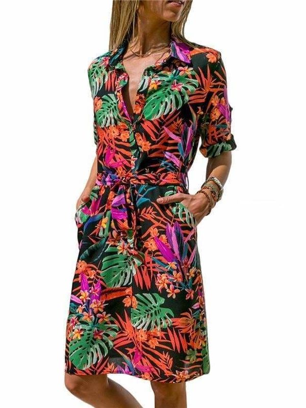 The Best Women Striped Print Lace Up Beach DressPlus Size Online - Source Silk