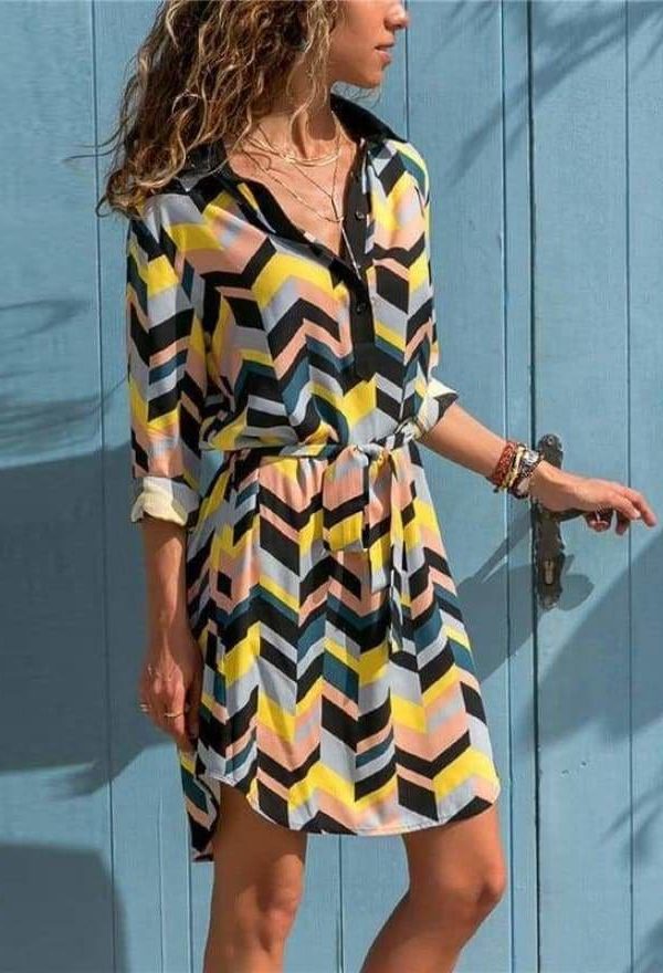 The Best Women Striped Print Lace Up Beach DressPlus Size Online - Source Silk