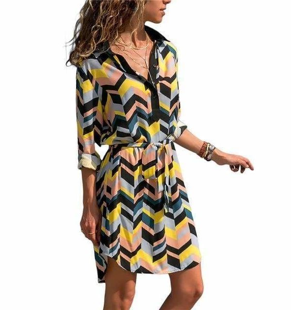 The Best Women Striped Print Lace Up Beach DressPlus Size Online - Source Silk