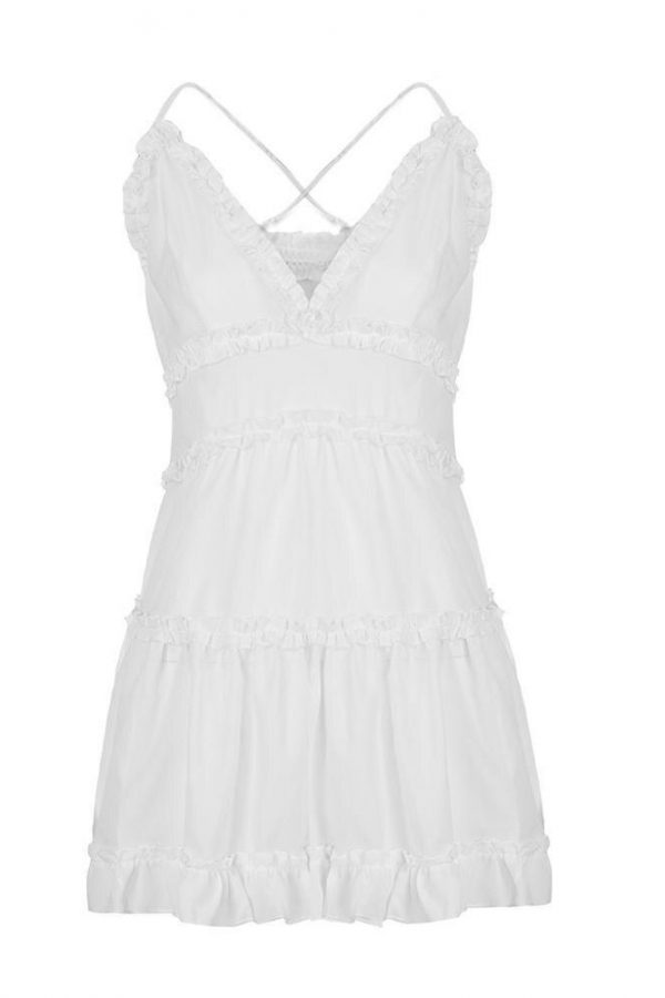 Summer Pure Sheath Slip Dress Sundress Mini Beach dress white dress - Takalr