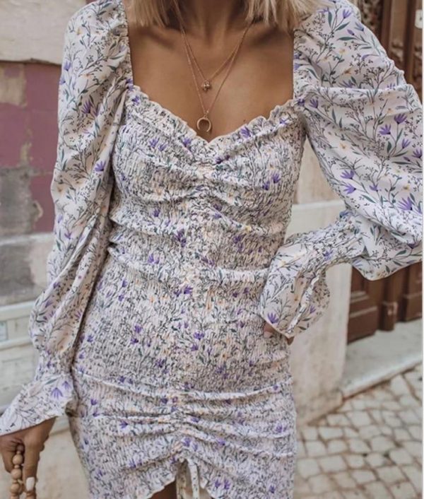 2020 Spring New Women Floral Print Sashes Shirt Dress Beach Women's Loose Short Boho Mini Dress Girls Party Solid Streetwear - Takalr