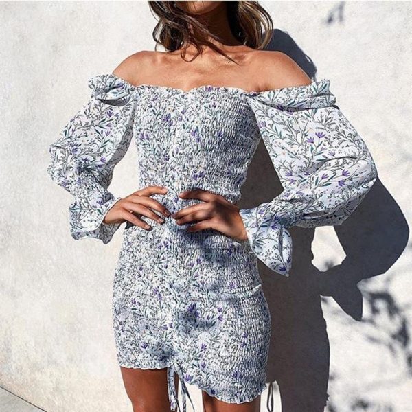 2020 Spring New Women Floral Print Sashes Shirt Dress Beach Women's Loose Short Boho Mini Dress Girls Party Solid Streetwear - Takalr