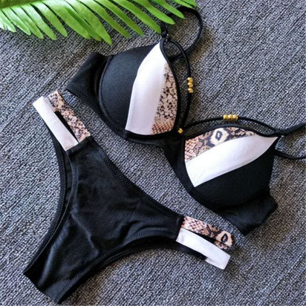 The Best 2Pcs Women Padded Push-up Bra Bandage Bikini Set Beach Swimsuit Bathing Suit Summer Swimwear Beachwear Online - Takalr