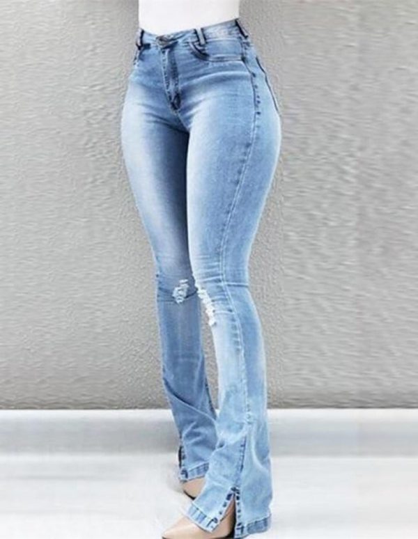 3XL Plus size high waist jeans Women Light blue skinny jeans woman Casaul pocket ripped denim pants combinaison pantalon - Takalr