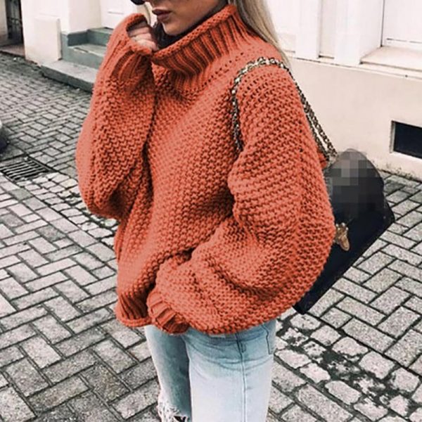 3XL Plus size knitted sweater women Casual loose turtleneck sweater pull femme Winter warm sweaters Knitting pullover tops - Takalr