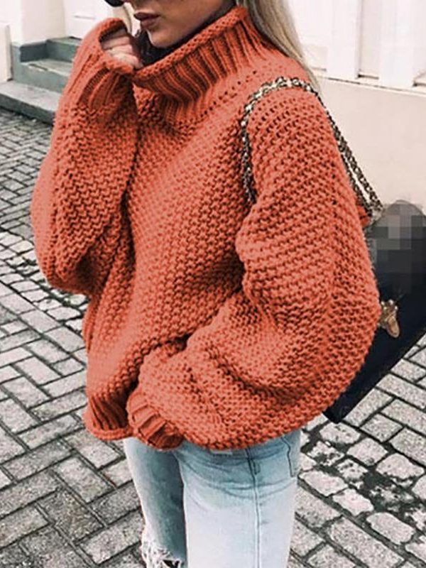 3XL Plus size knitted sweater women Casual loose turtleneck sweater pull femme Winter warm sweaters Knitting pullover tops - Takalr