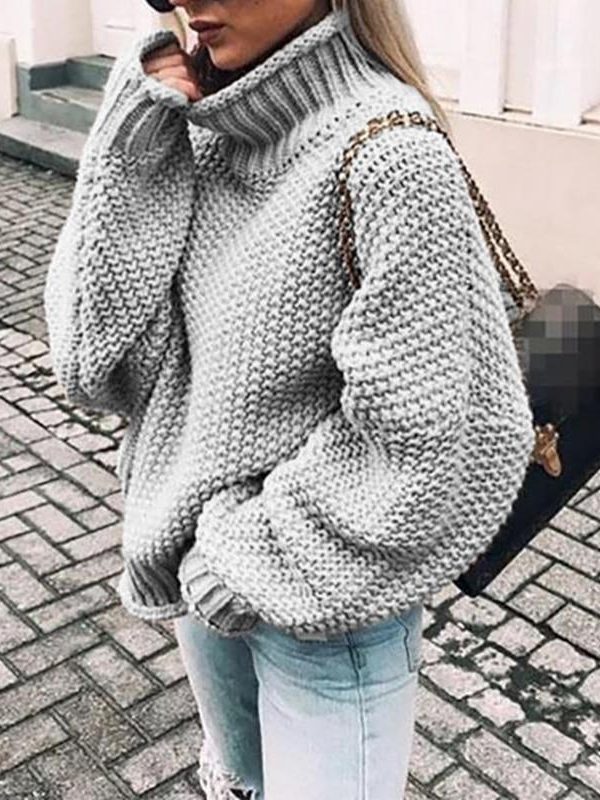 3XL Plus size knitted sweater women Casual loose turtleneck sweater pull femme Winter warm sweaters Knitting pullover tops - Takalr