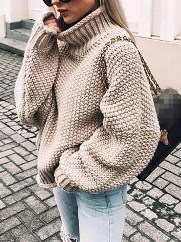 3XL Plus size knitted sweater women Casual loose turtleneck sweater pull femme Winter warm sweaters Knitting pullover tops - Takalr